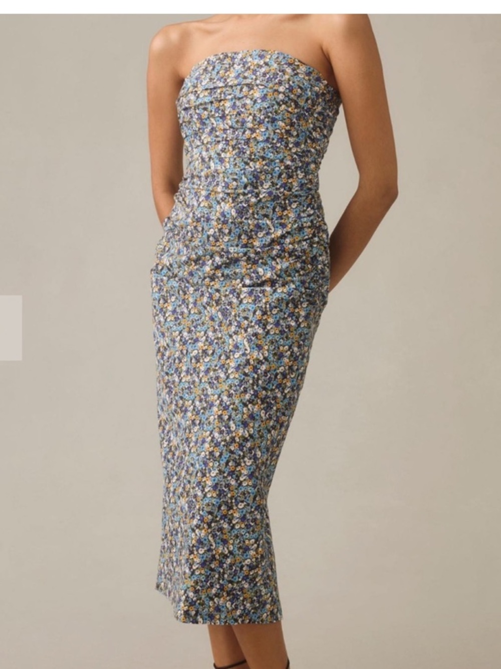 Anthropologie The Soleil Slim Strapless Ruched Dress Sz XSP NWT